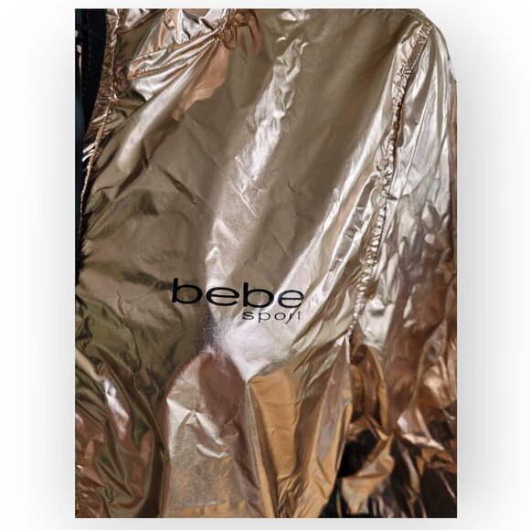 Bebe Hooded Rose Gold Windbreaker Jacket Large - Picture 5 of 10
